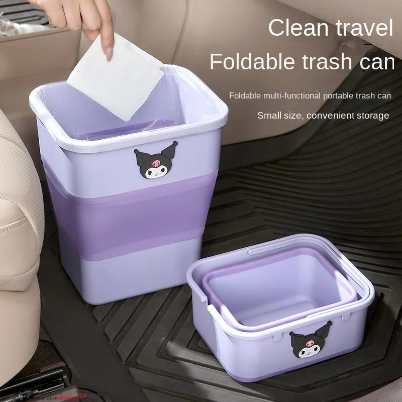 kuromi My melody Sanrio cartoon car folding trash can car kawaii storage bucket umbrella storage waterproof cute sanitary bucket