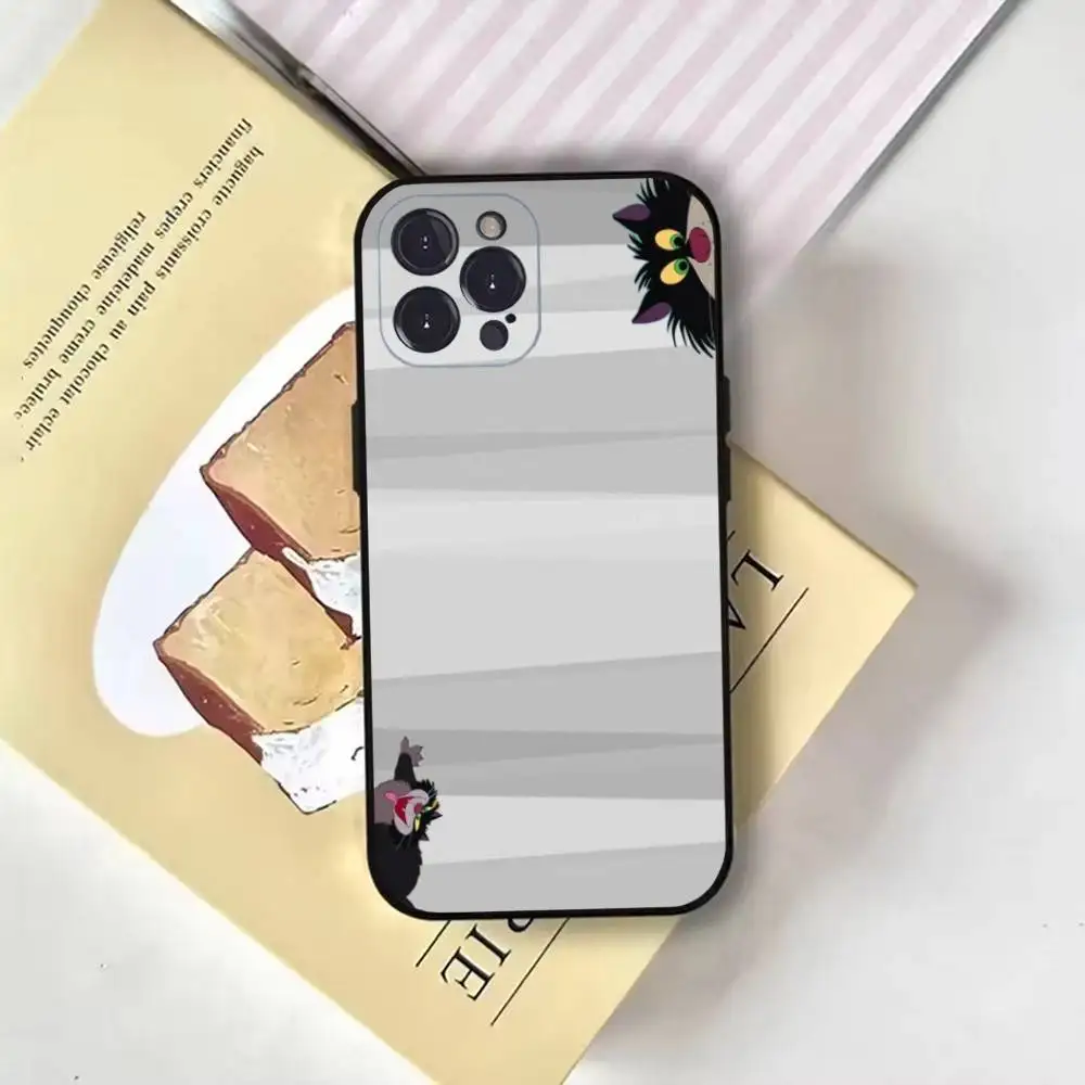 حافظة هاتف L-Lucifer Cat2 لهاتف iPhone16,15,14,13,12,11 Plus,Pro Max,XS,X,XR,SE,Mini,8,7,غطاء أسود ناعم