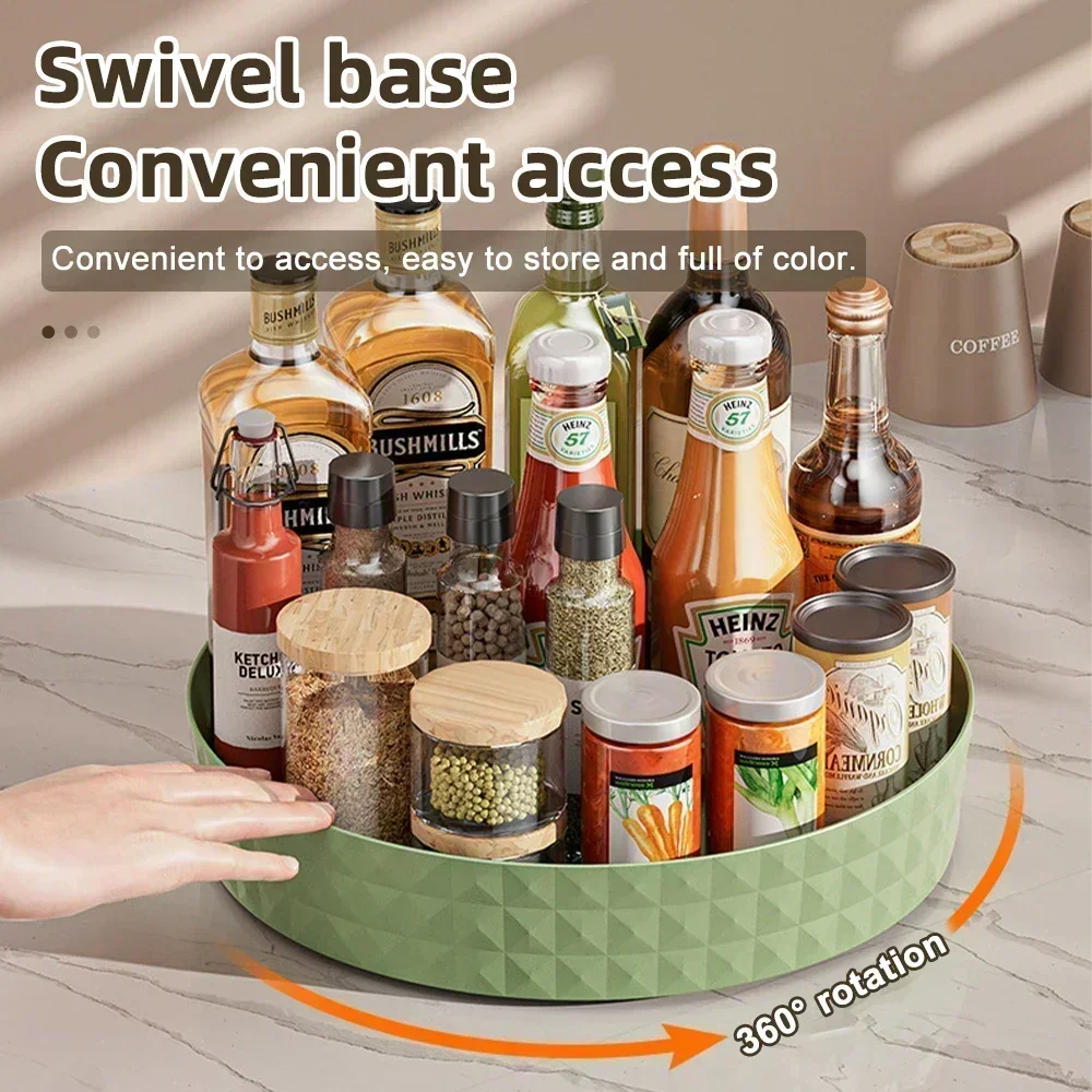 

360 Degree Rotating Kitchen Storage Cabinet Organizer Multifunctional Seasoning Soy Sauce Vinegar Rack Desktop Fruit Plate Tray
