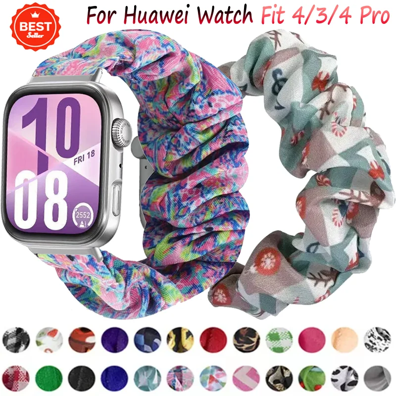 Nylon Elastic Loop Strap For Huawei Watch Fit 4/4 Pro Women Fabric Hair Band Breathable Wristband Huawei Watch Fit 3 Accessories