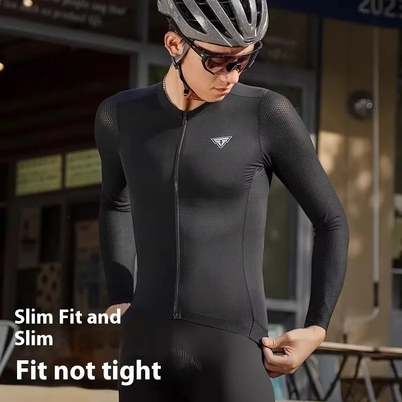 TOSUOD Men's Long Sleeve Summer Cycling Quick-Dry Breathable Base Layer & Compression Top with Sweat-Wicking Functionality