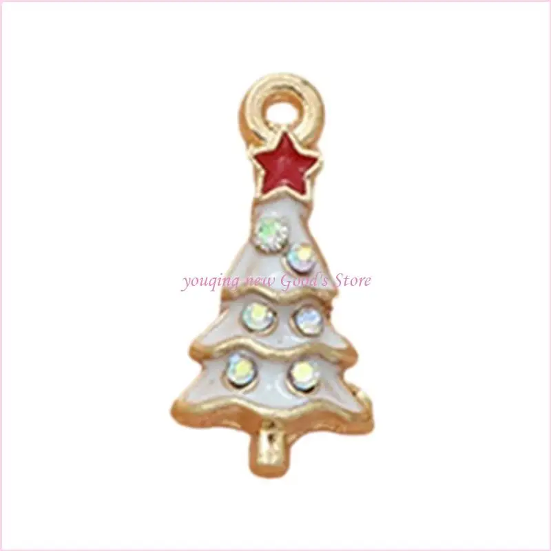 57QA Christmas Tree Charms Pendants Christmas Enamel Charms for Girl Christmas Bracelet Necklace Earring DIY Jewelry Making