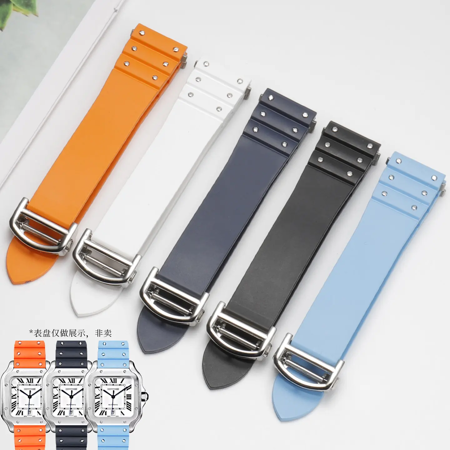 

New fluorine rubber quick release wristband for Cartier strap WSSA0009 Santos Santos fluorine rubber quick release watchband 21