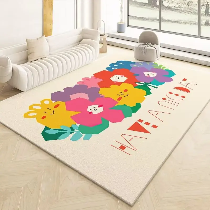 Modern Minimalist Living Room Large Area Carpet Dirt Resistant and Nonslip Cartoon Children Room Rug Easy To Care Washable Rugs