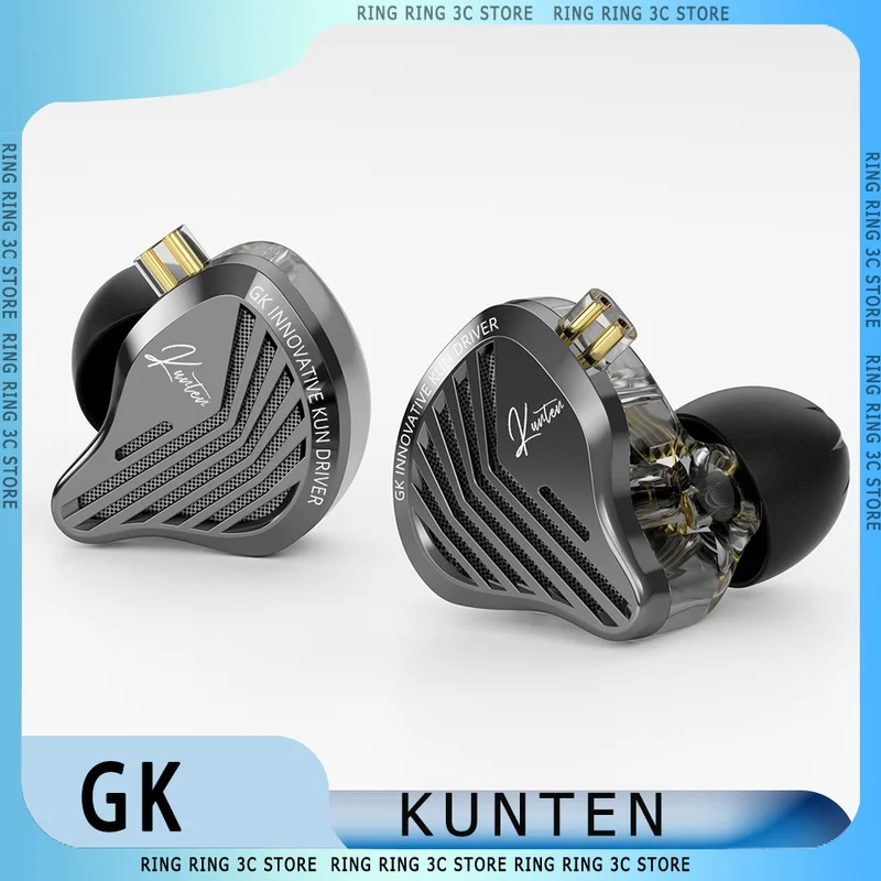 GK KUNTEN سماعات أذن سلكية HiFi داخل الأذن وحدة تشغيل ديناميكية سماعات ألعاب مزدوجة متوازية مطلية بالفضة كابل أذن 3.5 ملم/Type-C
