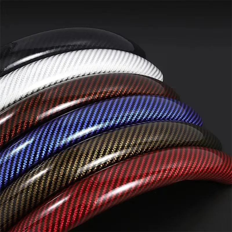 1PC DIY Car Steering Wheel Covers Booster Micro Fiber Leather Auto Interior Decorative Accessories Glossy Carbon Fiber Looking image 2
