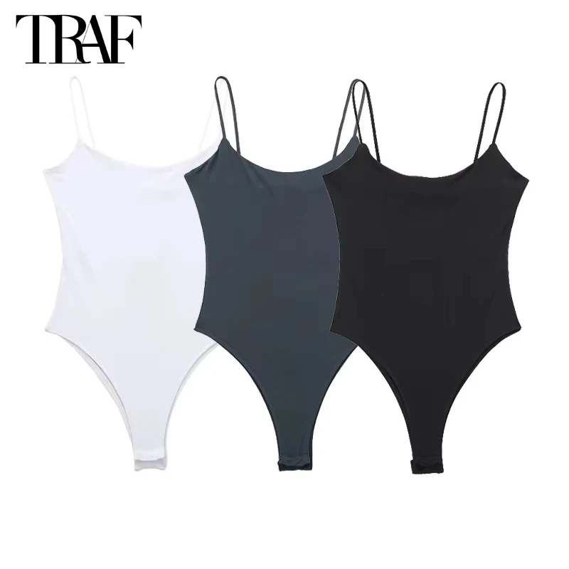 TRAF 2024 Sexy Tight Bodys for Women White Black Backless Bodysuit Women One Pieces Jumpsuits for Women Sexy Lingerie Bodysuit