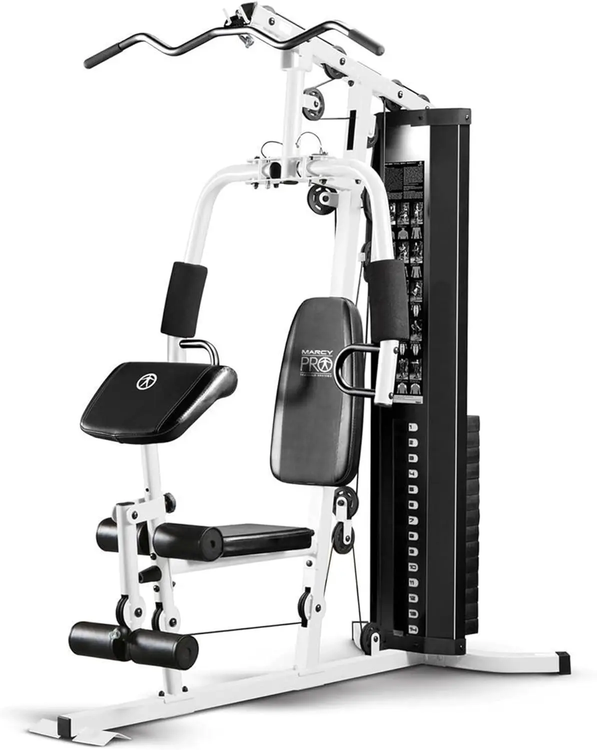 Home Gym Workout Station, Full Body Exercise and Training Equipment with Preacher Curl Pad, Lat Pulldown, Leg Developer & Weight