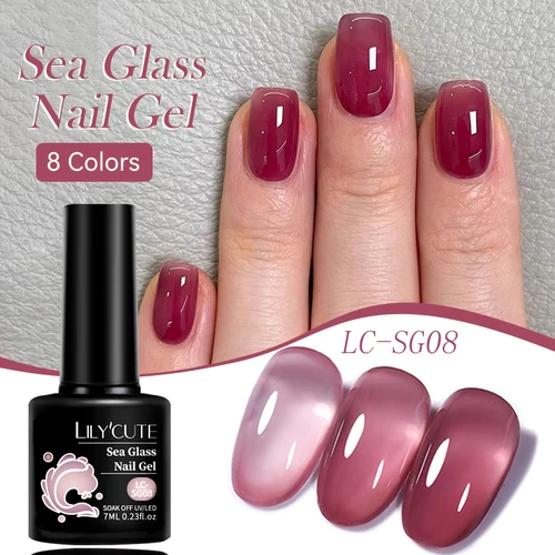 LILYCUTE 7ml Gel de gelatina translúcido esmalte de uñas otoño colorido rosa rojo púrpura Semi Soak off UV LED Nail Art UV LED Gel barniz