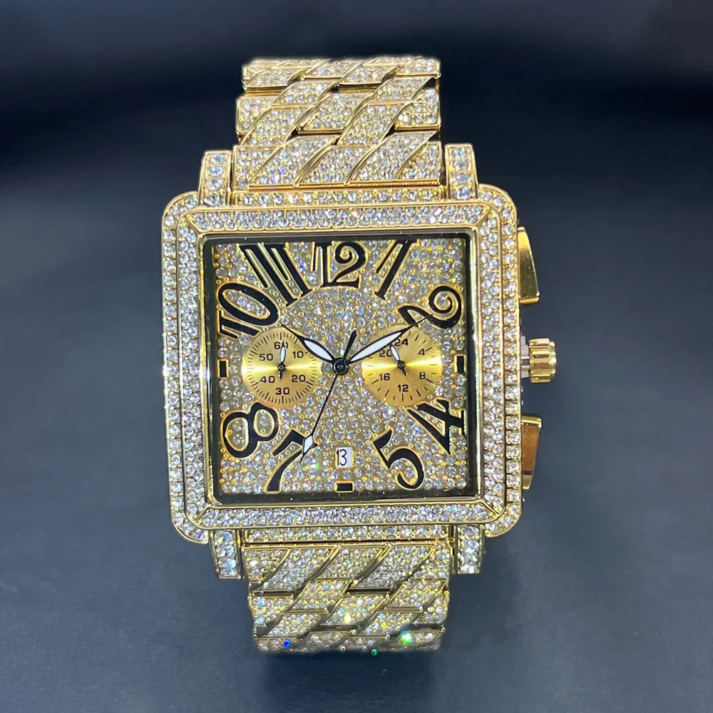 

Новые роскошные часы MISSFOX с бриллиантами для мужчин, модные наручные часы с большим лицом и ремешком, блестящие ювелирные изделия в стиле хип-хоп, дропшиппинг