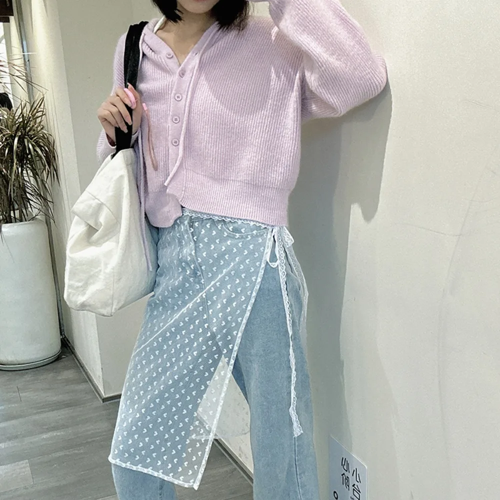 

Vintage Lace Splicing Harajuku Skirt Lace Layered Lace-up Lap Over Skirts Apron Bandage Skirt Women