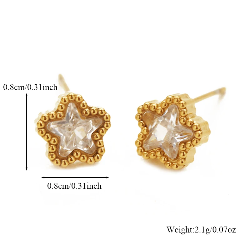EILIECK Edelstahl Fünfzackiger Stern Zirkon Halskette Armbänder Ohrringe Set für Damen 18K Vergoldet Wasserdichter Schmuck – Detail 8