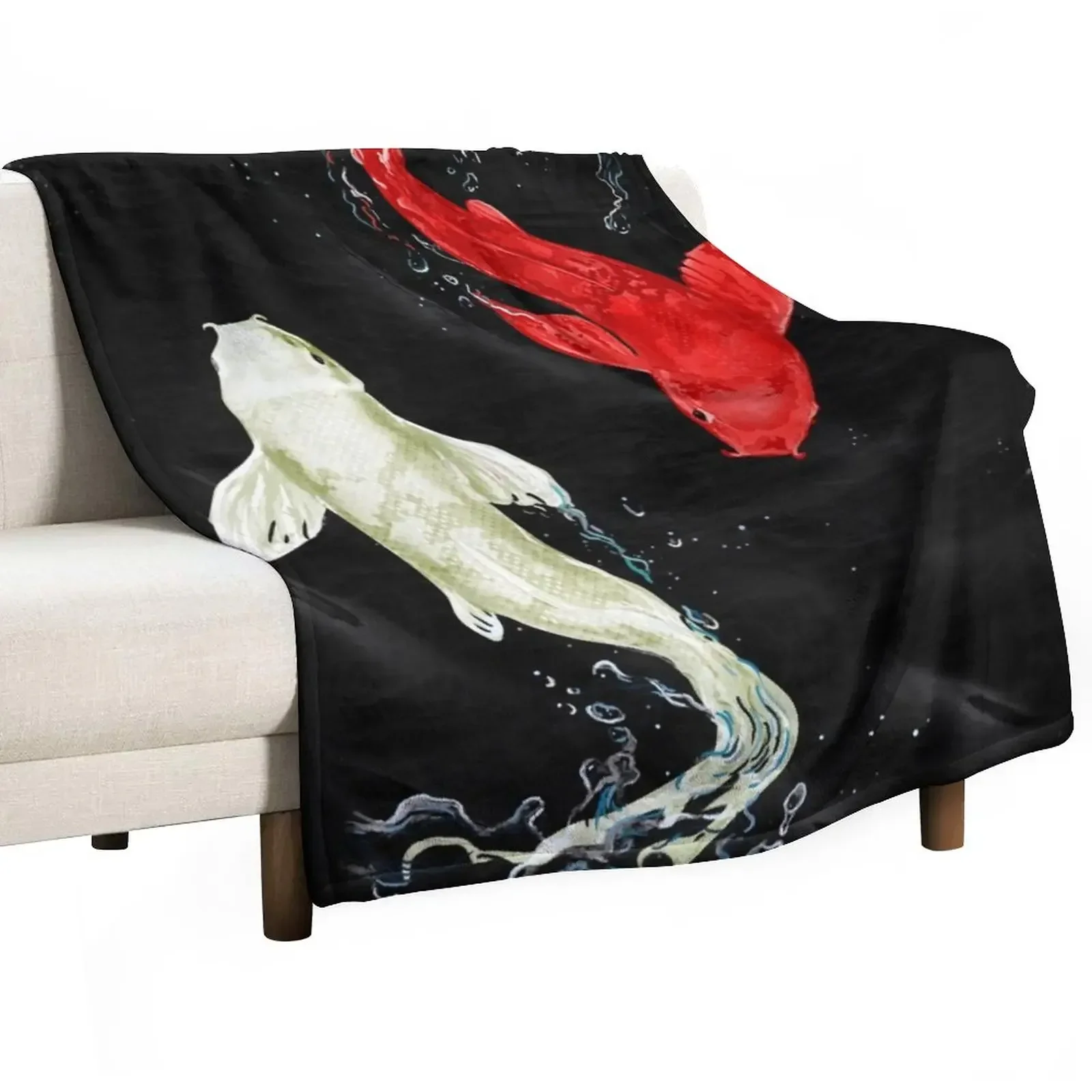 

Koi Fishes Throw Blanket Furry Soft Big Weighted Blankets