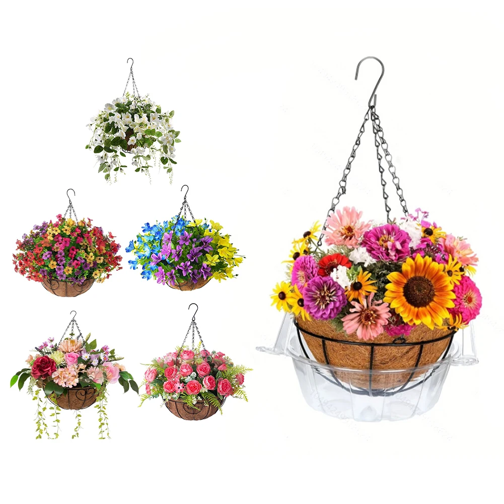 Rattan Hanging Basket Artificial Flowers Special Decoration Artificial Hanging Basket Realistic And Lifelike