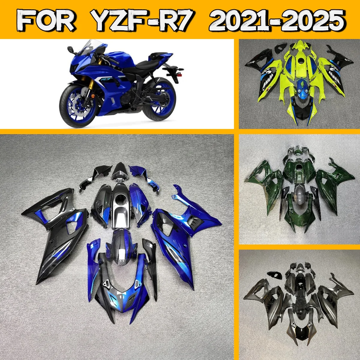 

Комплект обтекателей для Yamaha YZF R7 2021-2025: Уникальный дизайн, литье под давлением, горячая новинка 21-25 YZFR7