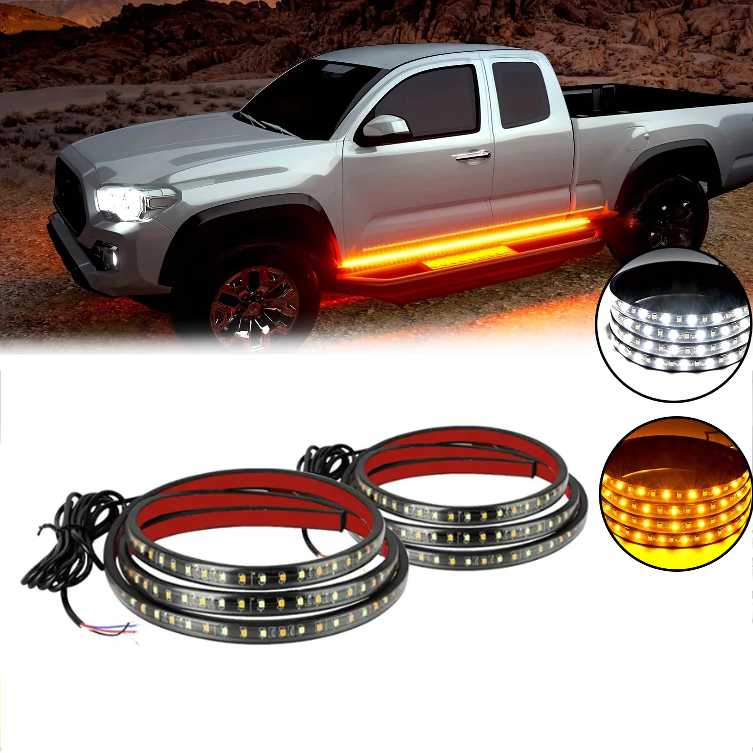 

2pcs Truck LED Running Board Lights Sequential Side Marker Lights Bar For Truck Pickup SUV Car Pedal Tailgate Door Side Light