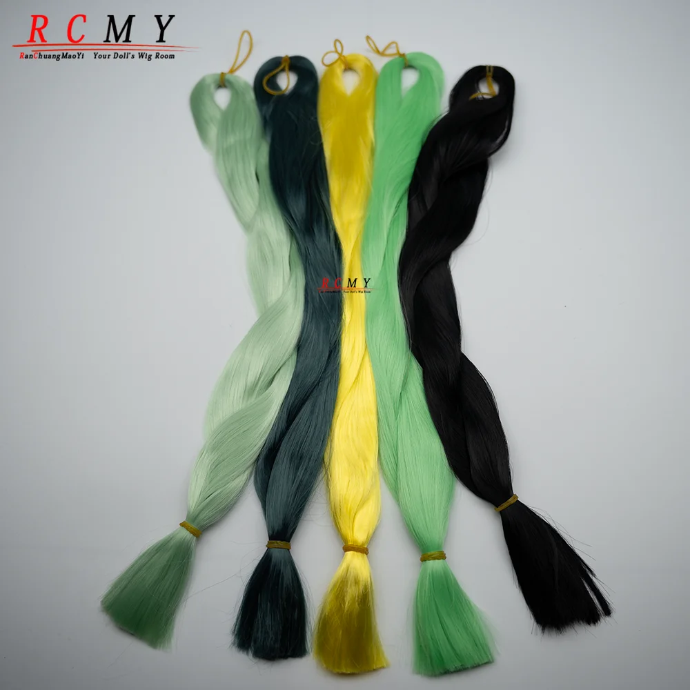 Rcmy bjd/sd boneca de cabelo enraizamento perucas de seda de leite transplante de cabelo mão-crochê luz azul ouro preto boneca acessório de cabelo
