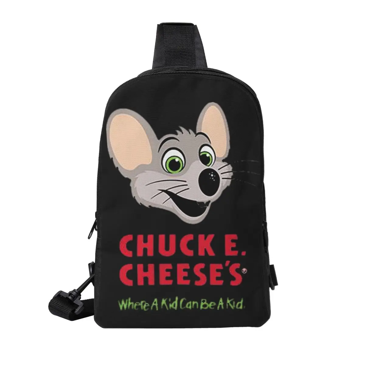 

Chuck E Cheese Chest Bag Men Sling Crossbody Backpack Chest Bag Traveling Hiking Daypack Shoulder Bag