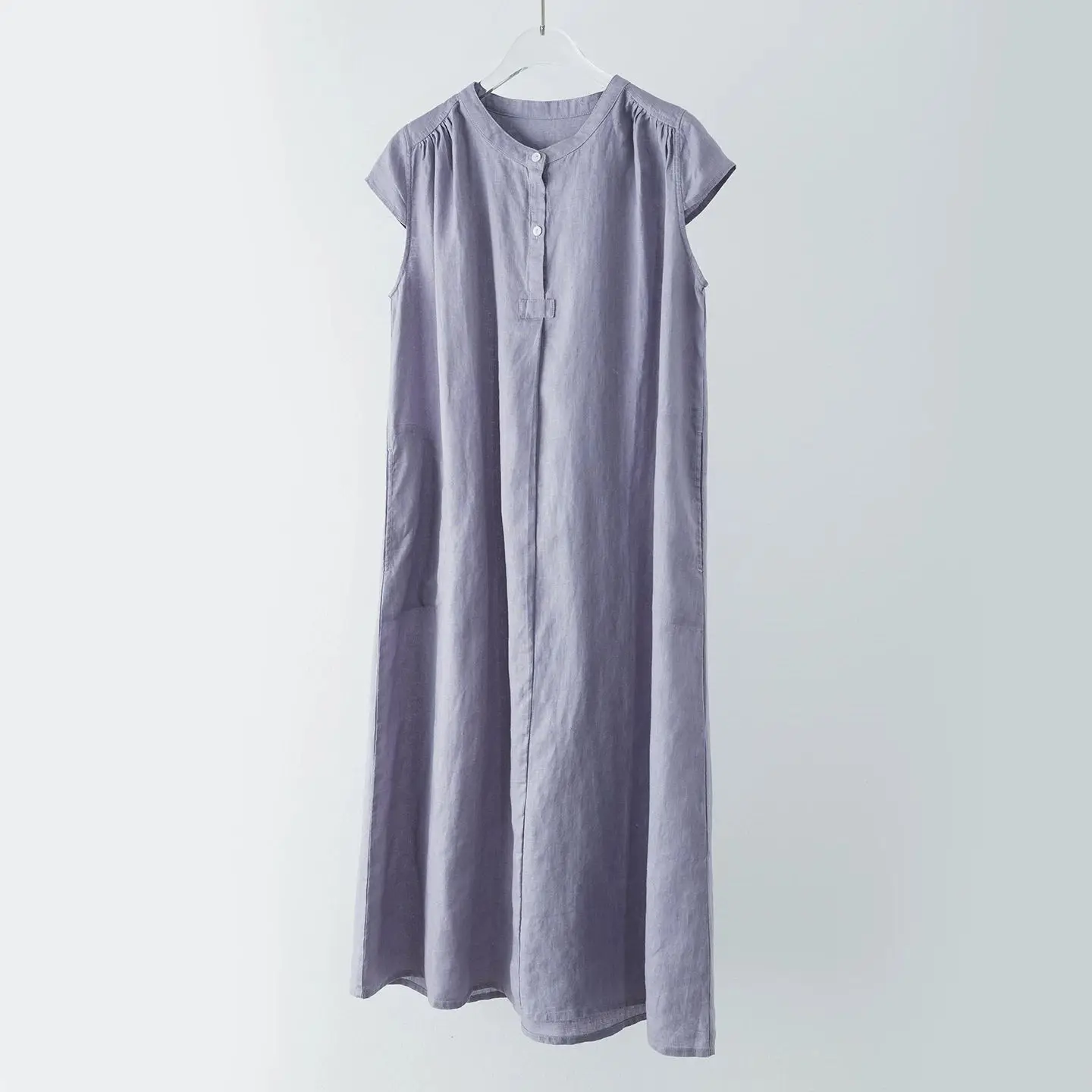 Dave&di Washed Pure Hanma Artistic Simple Loose Casual Hooded Round Neck Mid Length Dress Woman Clothes Dress Elegant