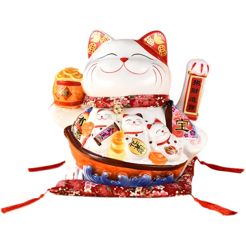 Swing hand beckoning cat ornament automatic beckoning opening ceramic fortune cat cashier front desk living room home creative g