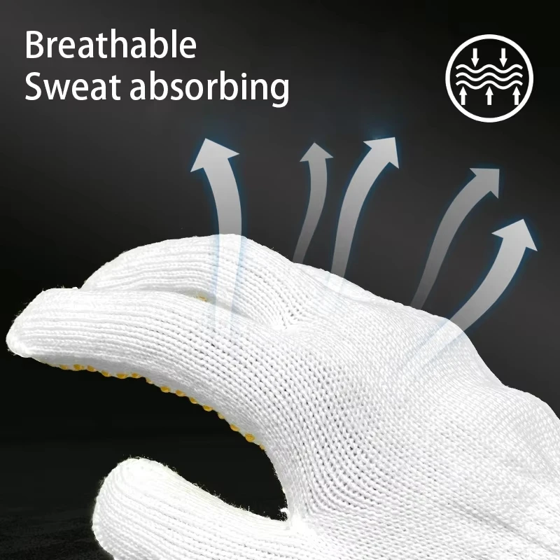 Cotton Work Gloves Nylon Cotton Yarn Safety Labor Gloves Breathable Non-slip Protective Working Gloves for Construction Warehous