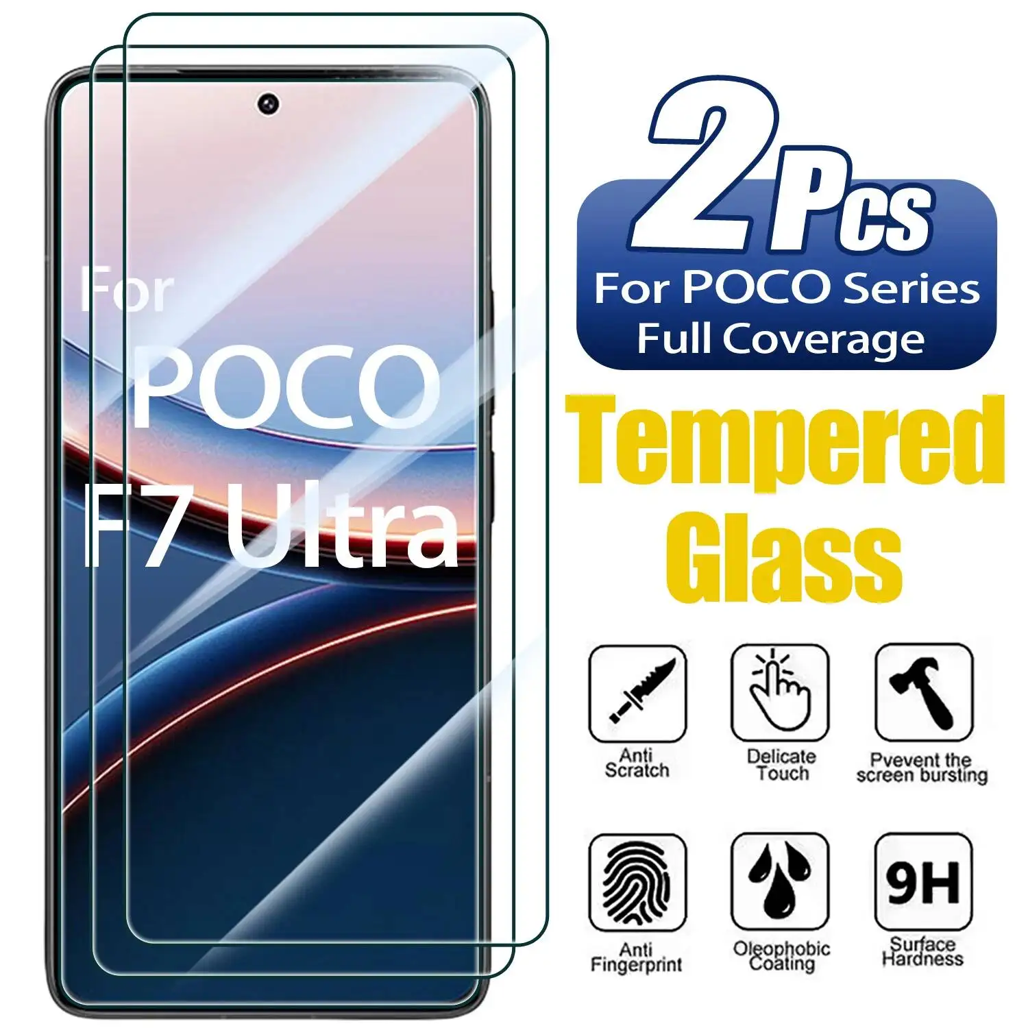 

Защитная пленка для экрана HD из ультрапрочного стекла, 2 шт., для Xiaomi Poco F7 Pro