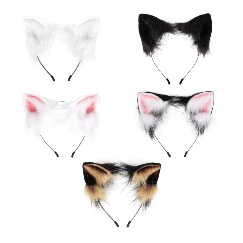 

Lolita Plush Hair Hoop for Cat Ears Headwear Furry Hairband Cute Headpiece Anime Kitty Fancy Dress Cosplay Accessories