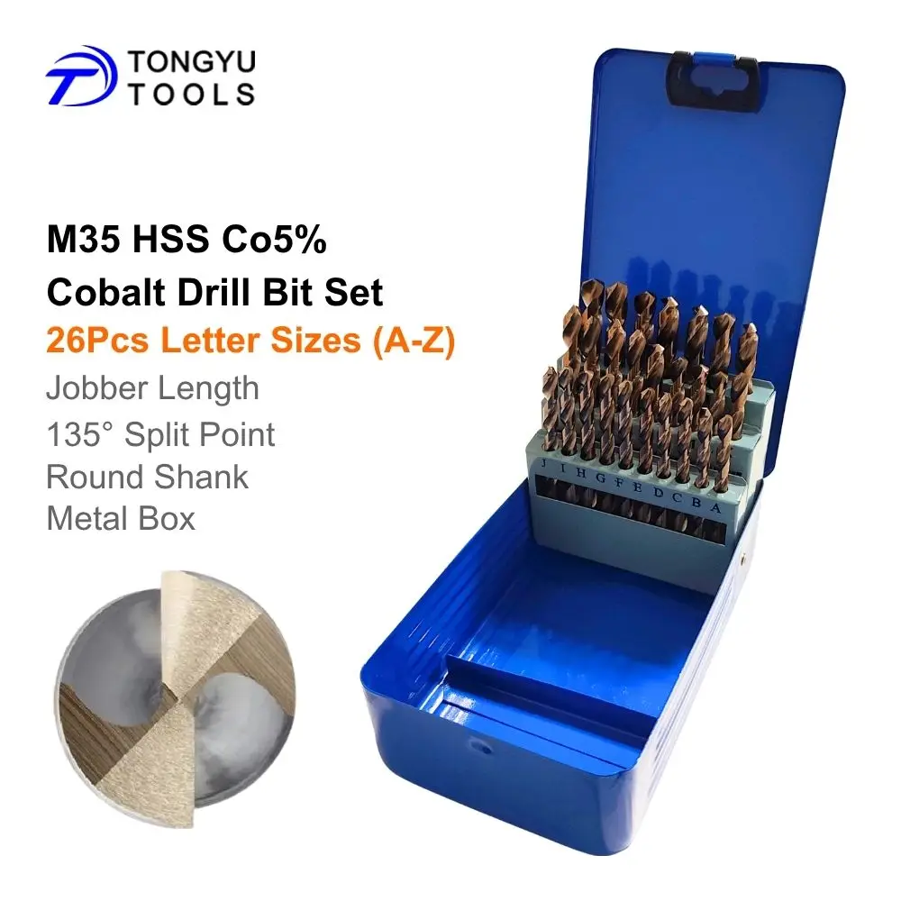 M35 Kobalt Bohrerset in Buchstabengröße, 26-teilig, A-Z, HSS Co5%, Spiralbohrer für Edelstahl und Hartmetall – Detail 7