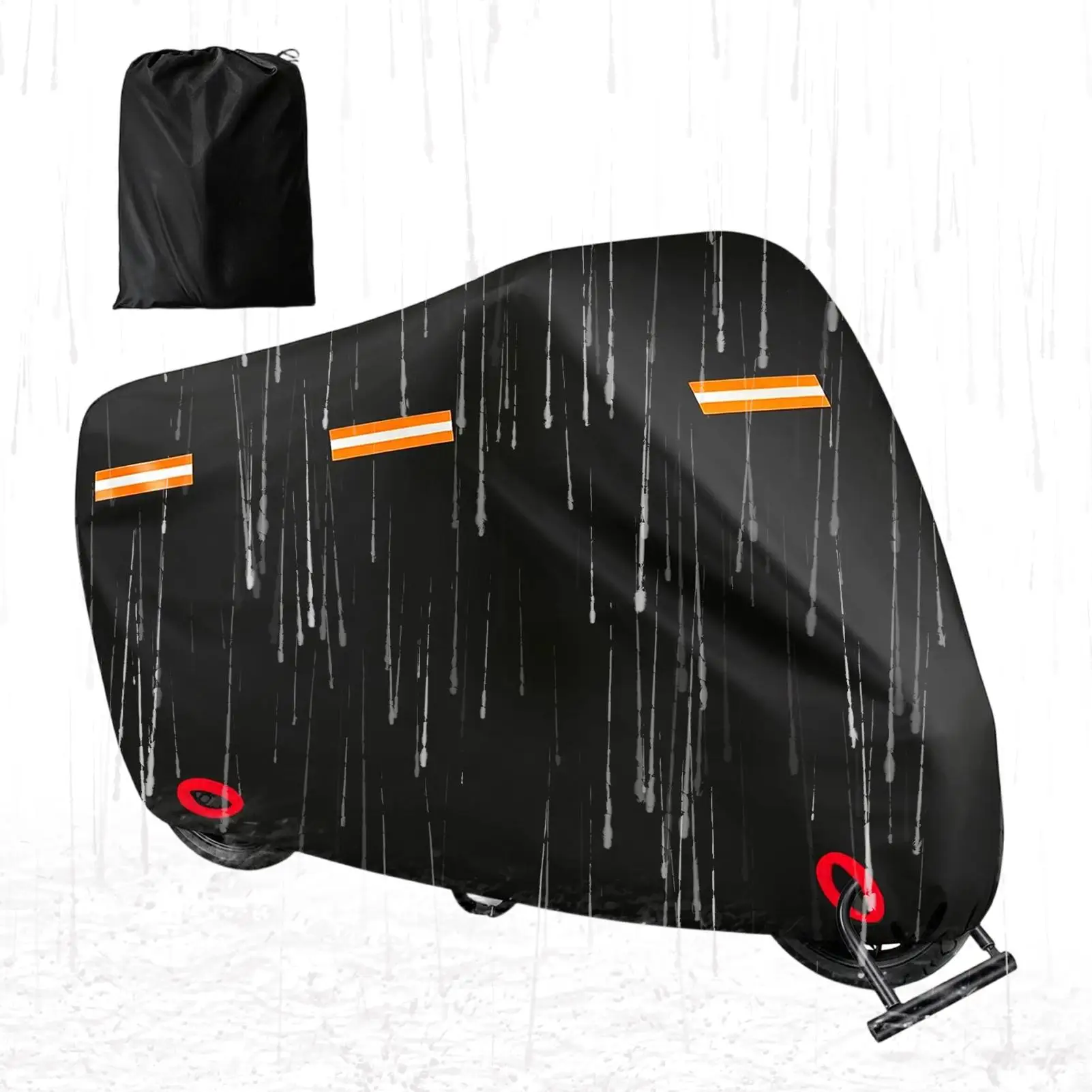 Motorcycle Cover with Reflective Strips Rain Dust Protector Motorcycle Cover Outdoor Storage Heavy Duty with Anti-Theft Lock