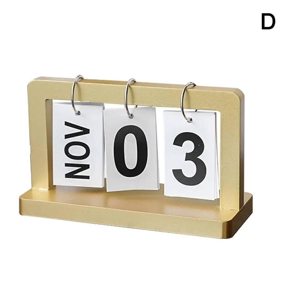 Wooden Perpetual Calendar Flip Month Date Display Desktop Decoration Schedule Planner Props Office Daily Photography Home I9F9