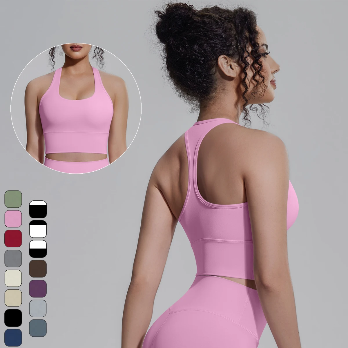 Summer Breathable Shockproof Workout Top Gym Sports Yoga Vest Shock-absorbing Running Yoga Tank Top with Chest Pad I-shaped Vest