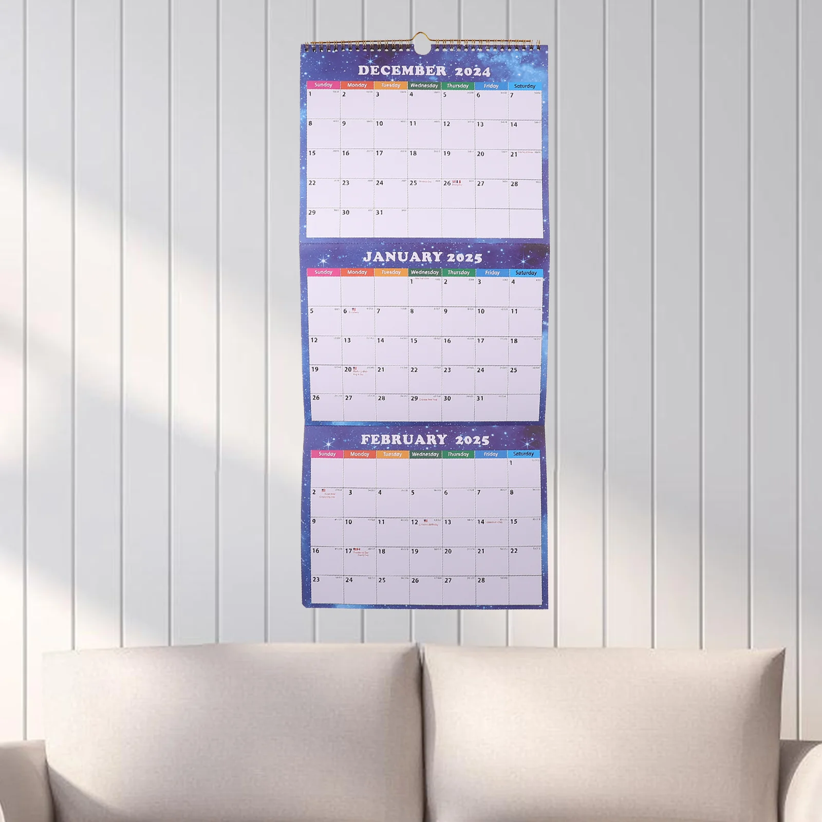 Foldable 2025 Wall Calendar Three Month Display Vertical Planner Calendar Monthly Calendar 3-Month Wall Calendar Hanging Calenda