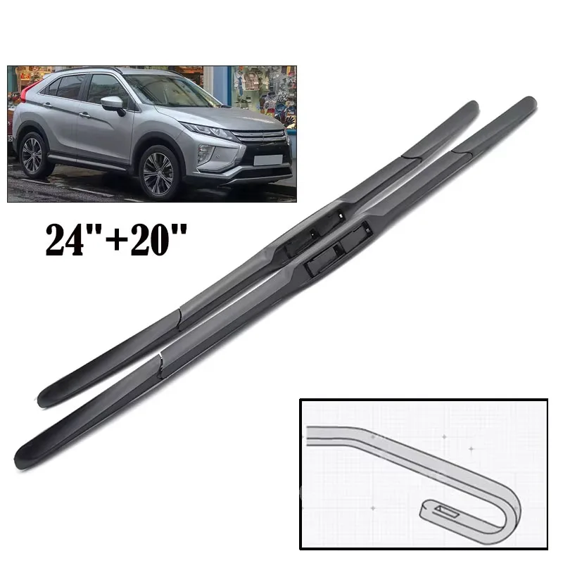 Wiper Front Hybrid Wiper Blades For Mitsubishi Eclipse Cross 2017 - 2023 Windshield Windscreen Window Brushes 24