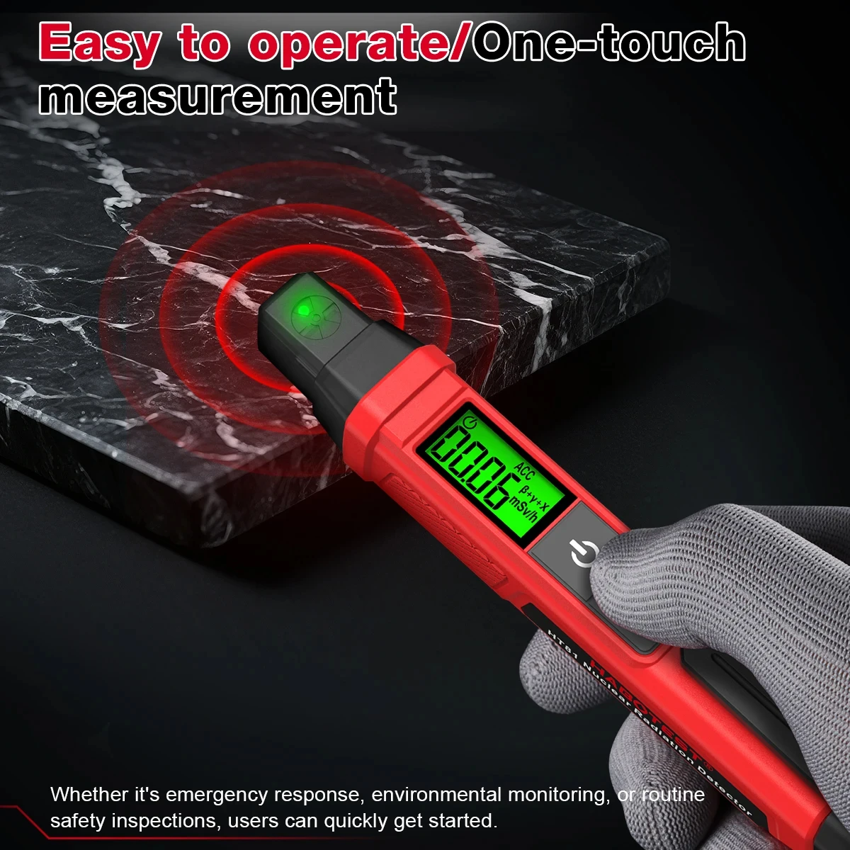 HABOTEST HT81 Детектор ядерного излучения Ручка Портативный счетчик Гейгера Дозиметр для тестирования серанины, руды, драгоценных камней