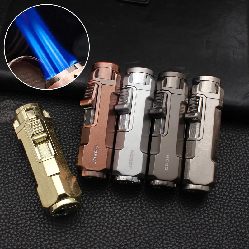 

New Windproof Metal Blue Flame Butane Lighter, Retro Cigar Multifunctional Outdoor Torch Lighter
