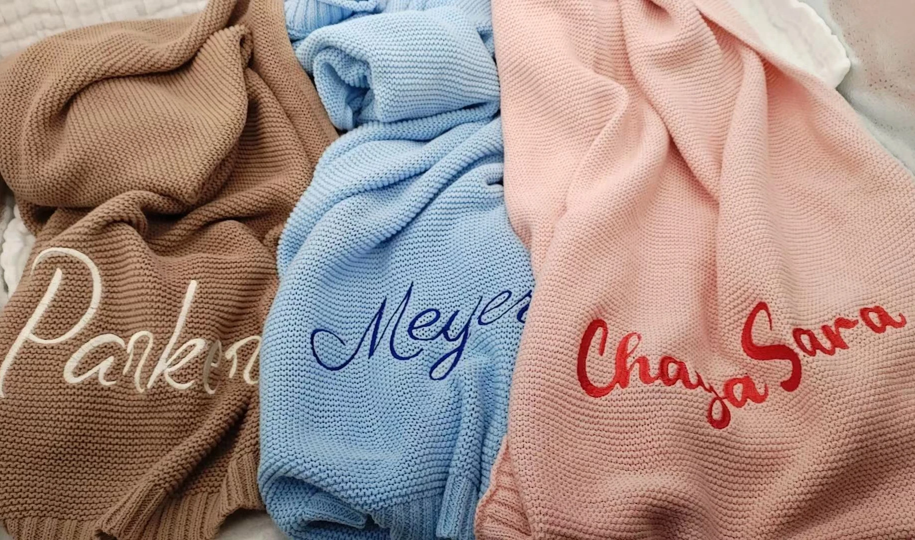 

Personalized Name Newborn Baby Blankets 100*80cm Knitted Infant Kid Boys Girls Muslin Swaddle Wrap Stuff Toddler Comforter Sheet