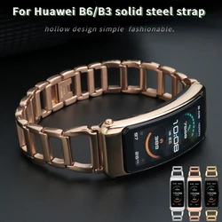 For Huawei B6 watchband B3 Sports solid Stainless steel 16m Wrist strap bracelet golden fashion rose gold Hollow out watch chain