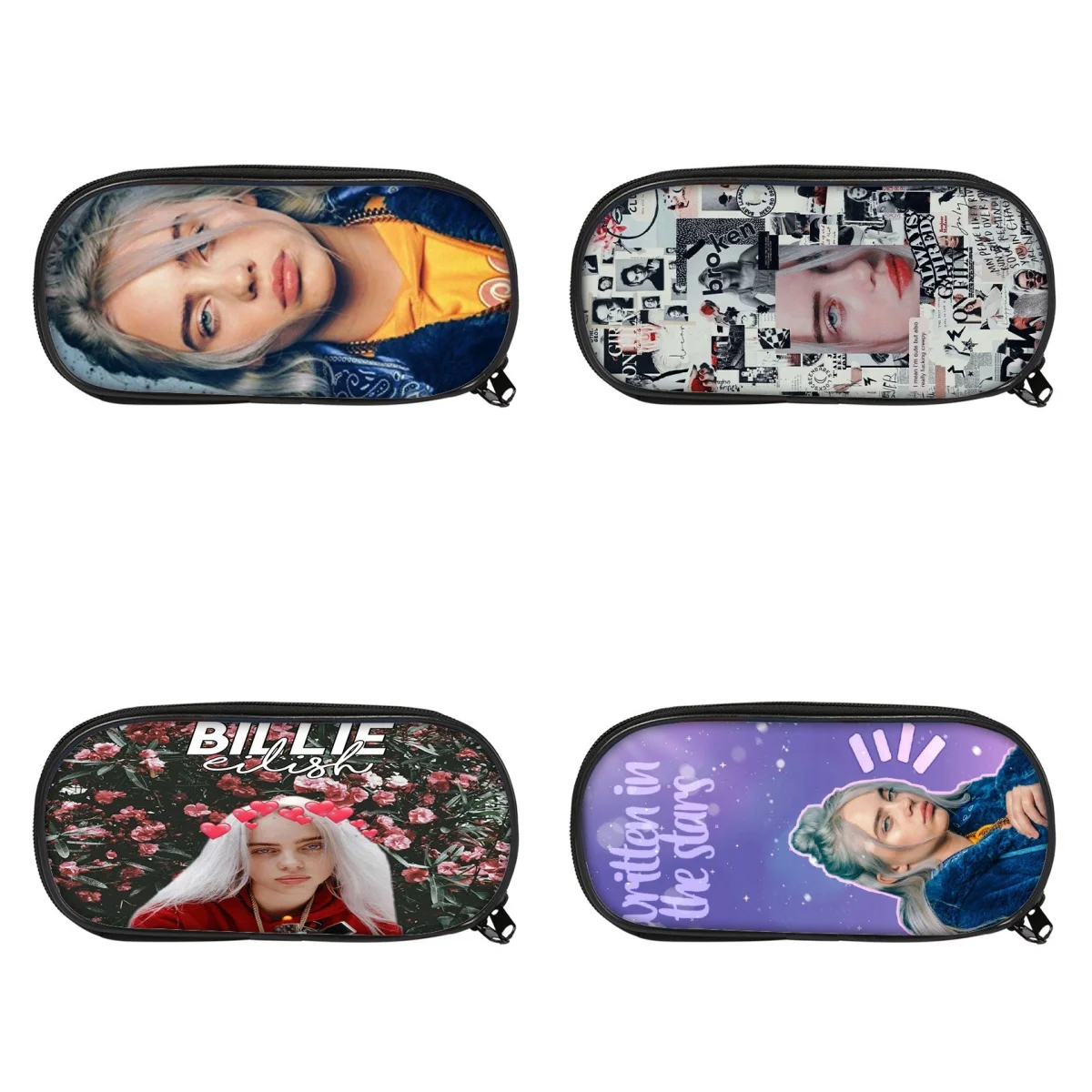 Billie Eilish Pencil Case for Kids, Creative Zipper Pen Bag Large Capacity, Cute Student Stationery Organizer Pouch for School