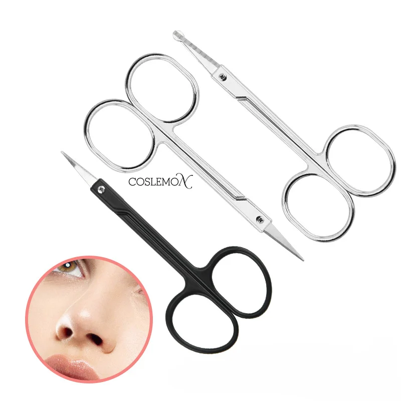 Stainless Steel Nose Hair Cut Round Head Small Scissors Multifunctional Manual Eyebrow Trimming Beard Scissors Beauty Tool