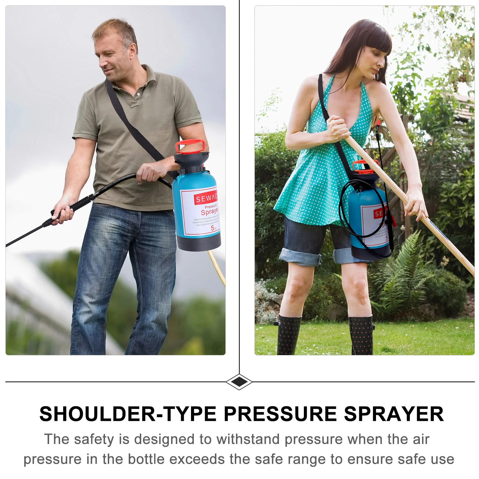 

Durable Blue Grey 5L ShoulderType Pressure Sprayer HighPressure Garden Watering Can Adjustable Atomization Professional
