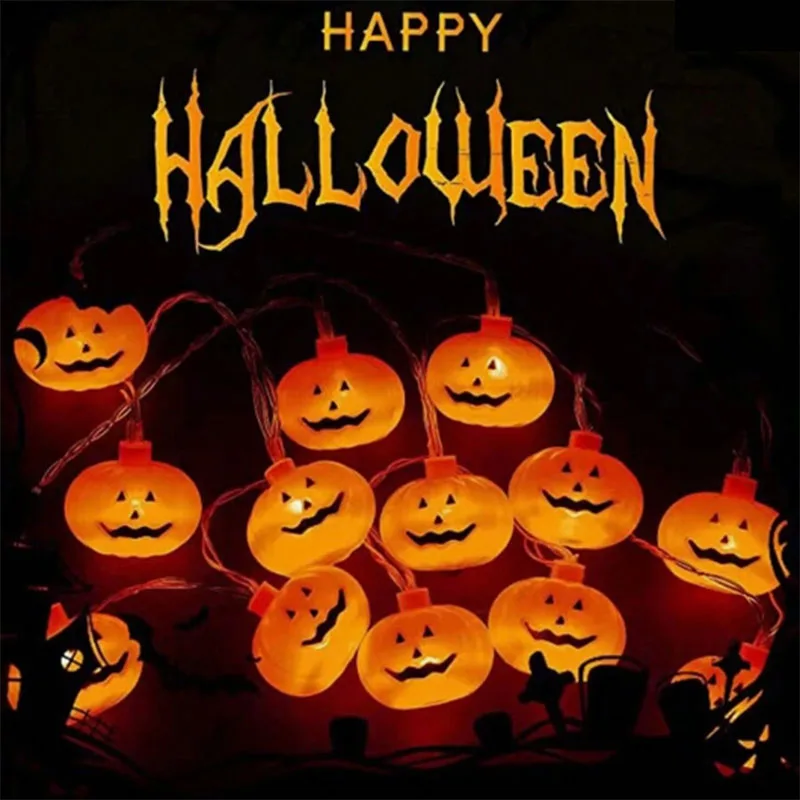 Guirnalda de luces de Halloween de 1,5 m, 10Led, calabaza, calavera, fantasma, Festival, fiesta, linterna, truco o trato, decoración de ambiente feliz día de Halloween