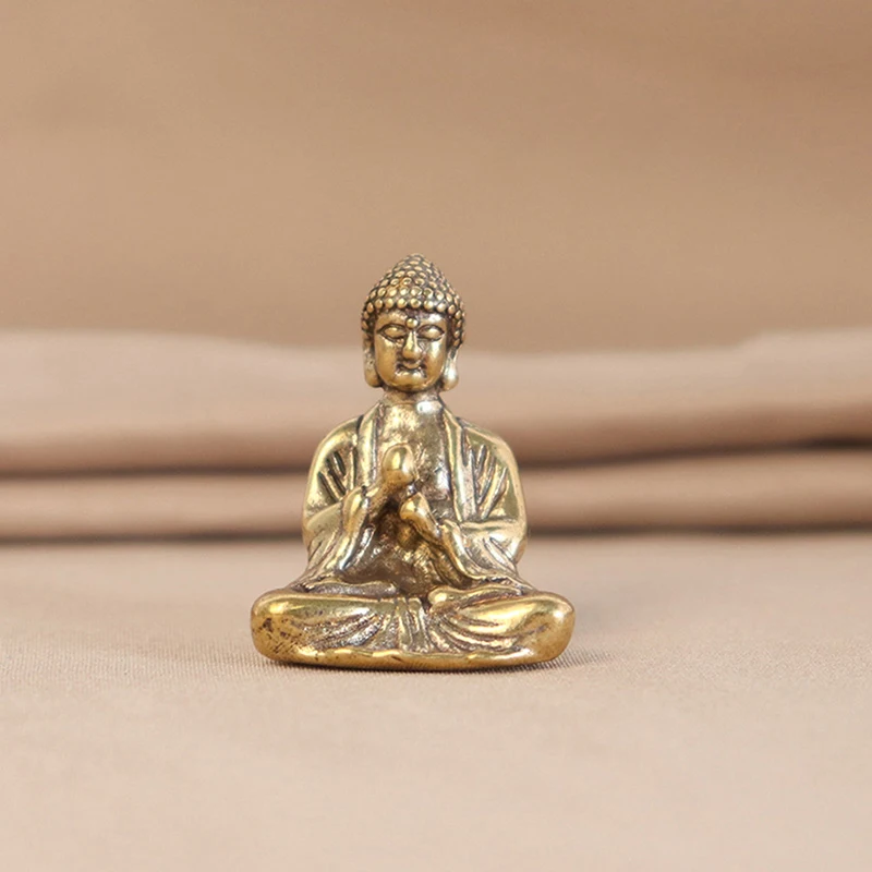 1pc Mini Copper Sakyamuni Buddha Statue Ornament Miniature Figurines