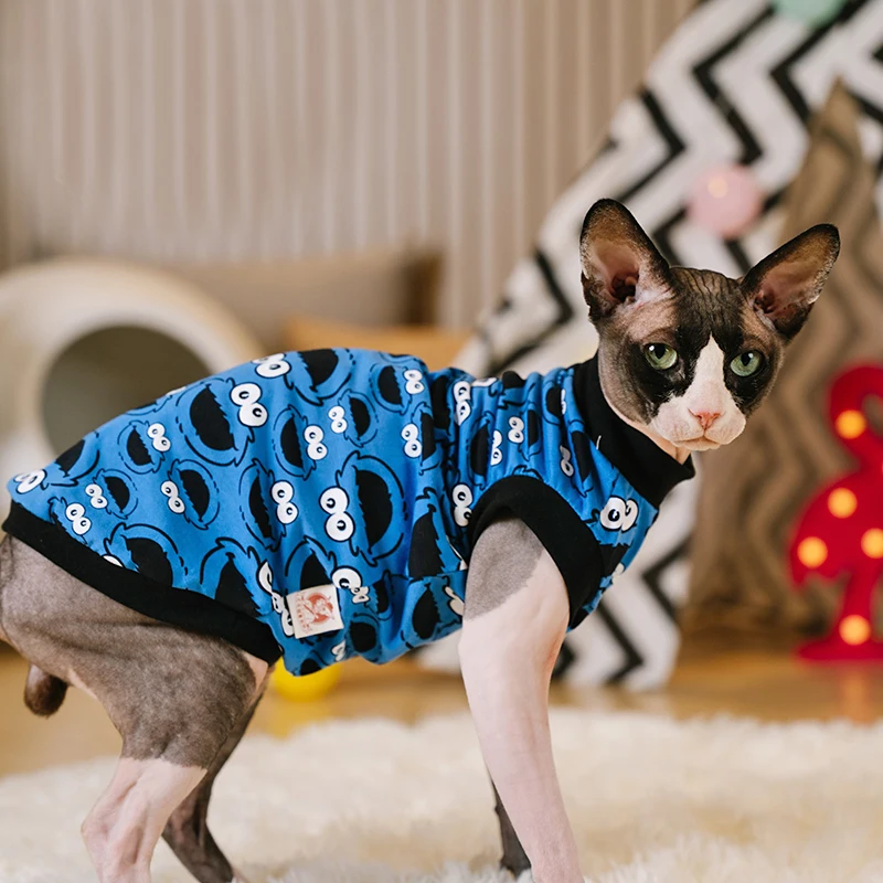 Sphynx Vest Pet Cat Clothes For Sphinx Hairless Cat Hoodies Shirt Sphynx Devon Rex Costumes Soft Warm Clothing For Cats Dogs