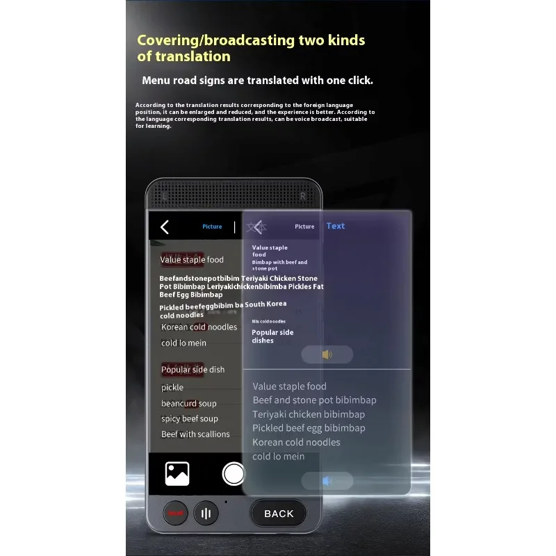 Mini intelligent translator with 12 offline languages, color IPS display, Android WiFi, touch screen, real-time photos online