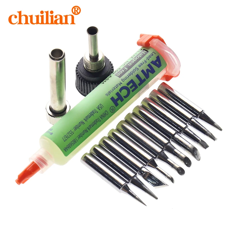 12pcs /lot 900M-T Lead-free Solder Iron Tip For 936 SAIKE ATTEN AOYUE KADA YIHUA Soldering Rework Station