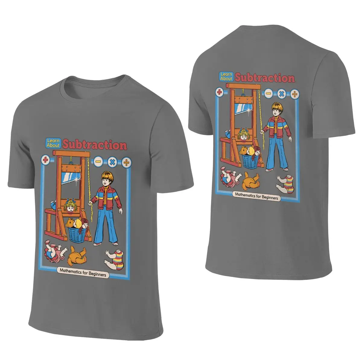 Learn About Subtraction Campus Style Reversible T-shirt Commuting Versatile Embroidery Basic Tee