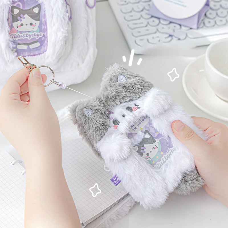 Korean Plush Card Holder Cute Student ID Card Cover Polaroid Protective Case Idol Goo Card Store Stationery