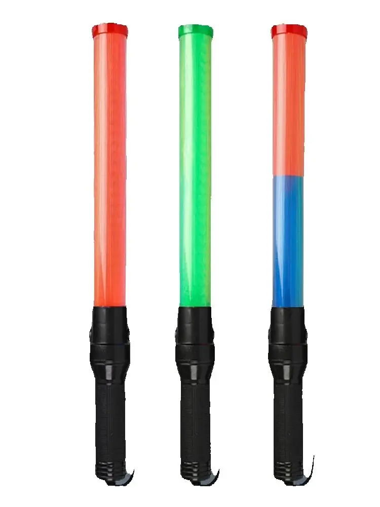 54cm Built-in Rechargeable Battery Red Green Yellow Blue LED Traffic Road Safety Signal Warning Light PVC Tube Traffic Stick