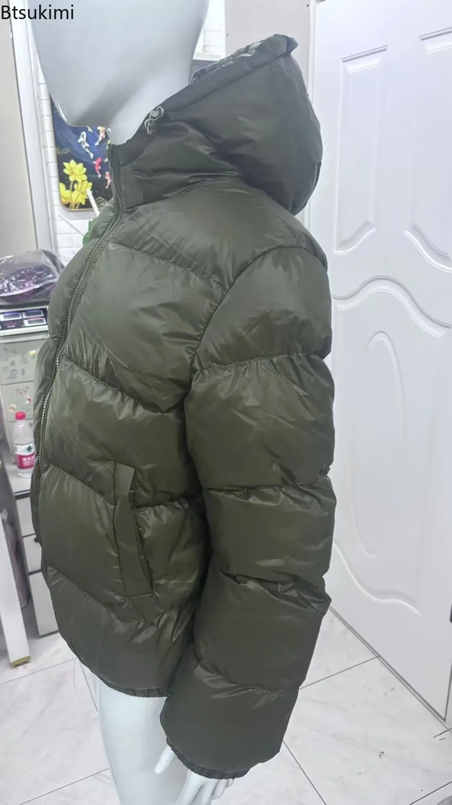 Autumn Winter New Men's Fashion Simple Cotton-padded Coats Casual Zipper Hooded Down Cotton Jackets Solid Cold-proof Warm Parkas