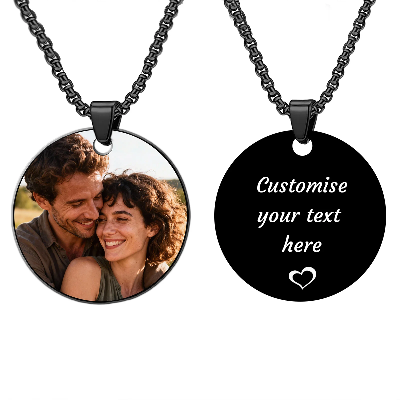 

Personalized Photo Necklace Custom Text Color Picture Memorial Keepsake Gift For Family Men Women Stainless Steel Pendant Jewelr